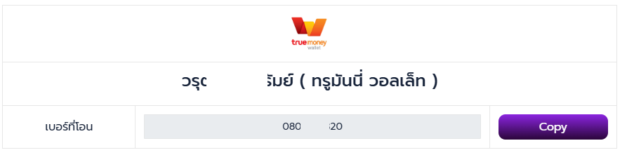 ตัวอย่างการใช้งานกับ True Money